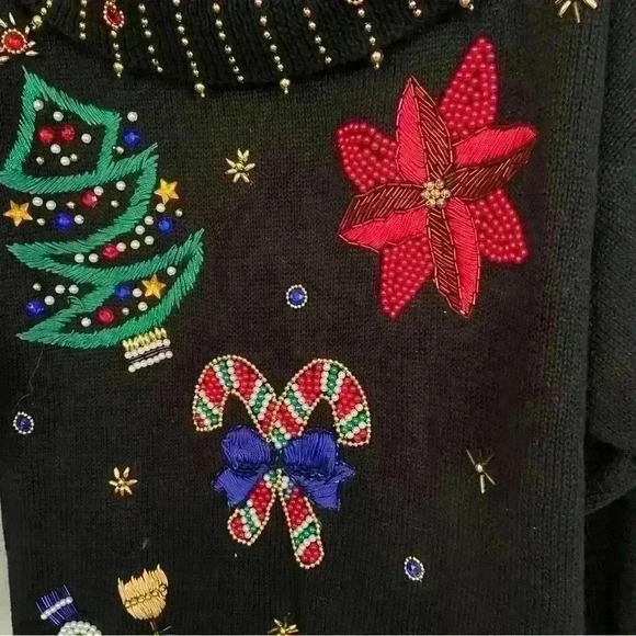 Victoria Harbour Woman Beaded Cowl Christmas Sweater Size 3X Slouchy Tunic - Picture 11 of 15